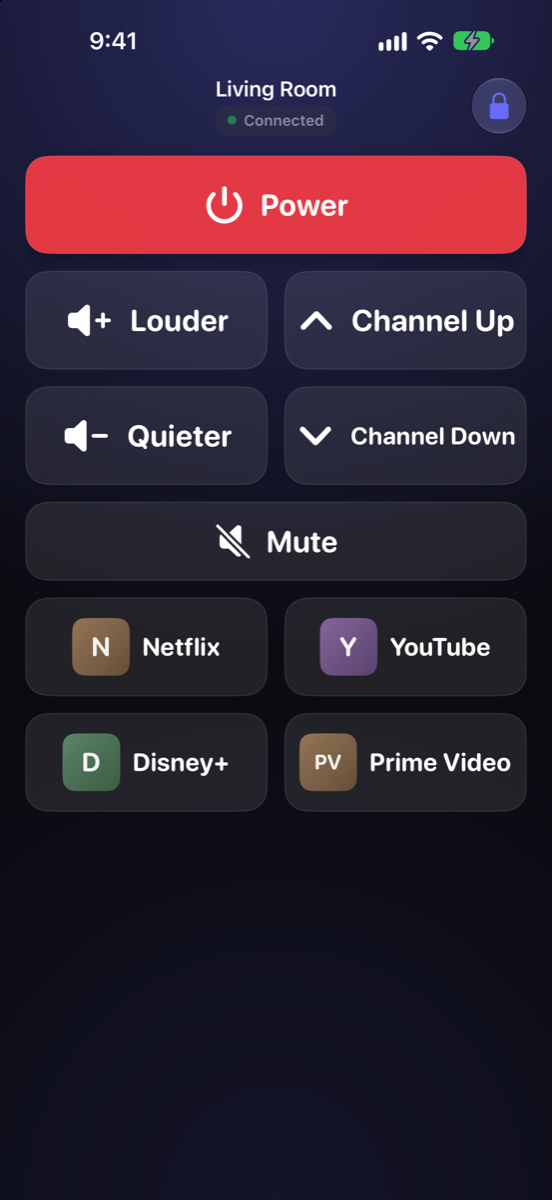Simple Mode with big labeled buttons and favorite apps